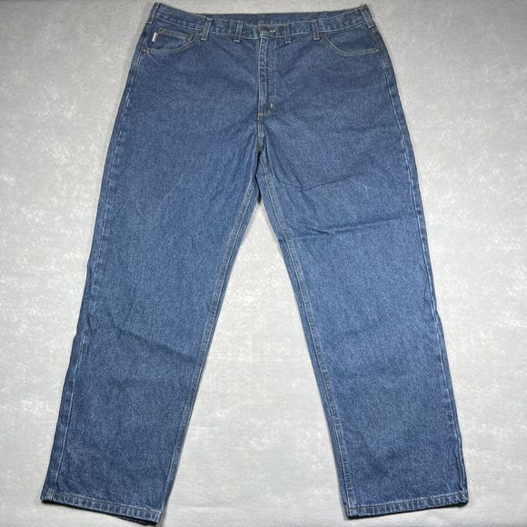 Carhartt Jeans Relaxed Fit Men’s Size 44X 32 Dark Blue Denim Straight Leg Baggy - Picture 1 of 13